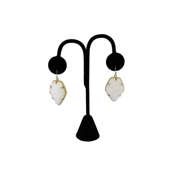 A3 Flawless RARE Kendra Scott Corley Earrings Gold Tone White Pearl Earrings - Picture 1 of 4